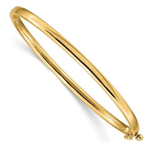 14k 3.6mm Polished Solid Hinged Bangle Bracelet | The Gold Store