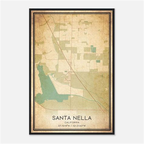 Vintage Santa Nella California Map Poster, Santa Nella CA City Road ...