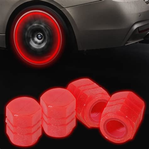 BIGXEN Car/Bike Wheel Tyre Rim Air Valve Cap Cover Glow Radium Light ...