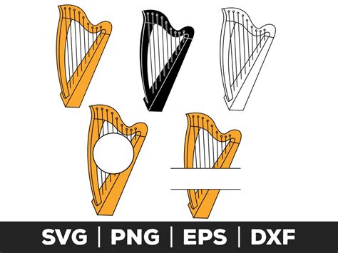 Buy Harp Svg, Harp Png, Harp Eps, Harp Cut Files for Silhouette, Harp ...