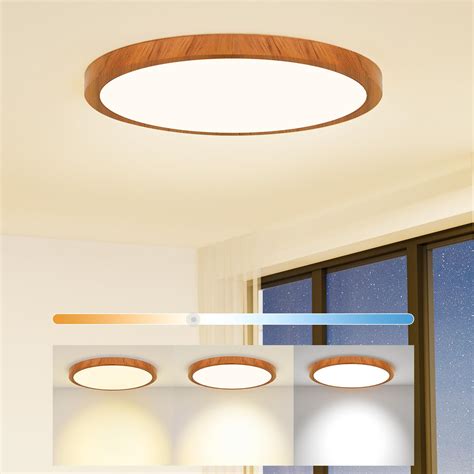 Light Fixtures Ceiling Mount: 12 Inch 24W Wood Grain Dimmable LED ...