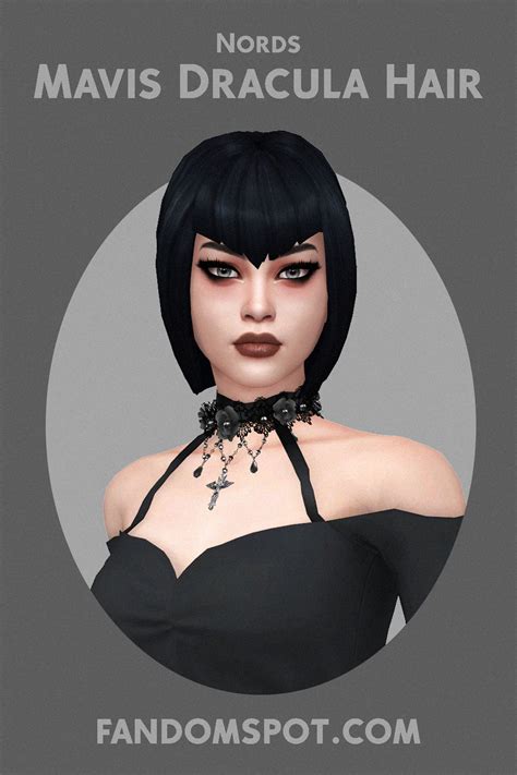 Mavis Dracula Hair by Nords (TS4 CC) | Short hair fringe, V bangs, Sims 4