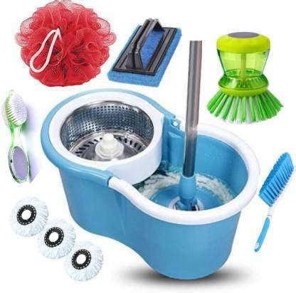 GTE Magic Spin Mop Bucket Floor Cleaning & Steel Wringer Spin Mop With ...
