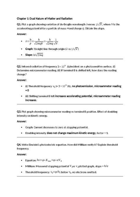 Chapter 1: Dual Nature of Matter & Radiation - Key Concepts & Graphs ...
