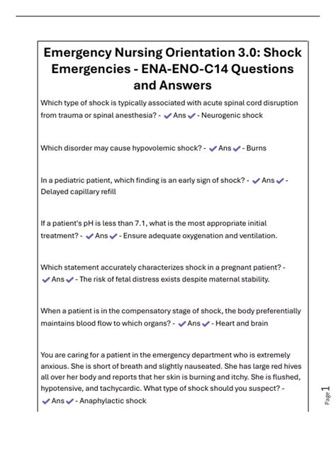 Emergency Nursing Orientation 3.0: Shock Emergencies - ENA-ENO-C14 ...