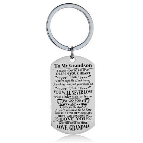 Grandson Granddaughter Keychain Key Ring Believe Inspirational Gifts ...