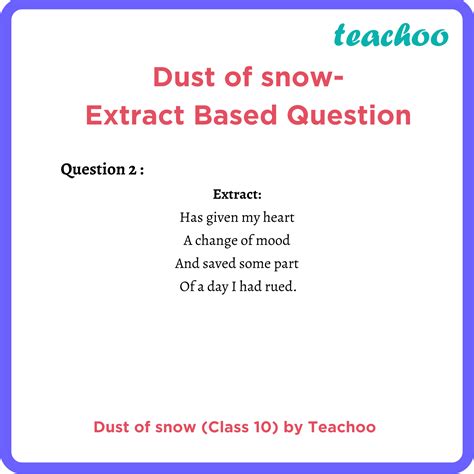 [Poem] Dust of snow - First Flight Class 10 Extra Question (Teachoo)