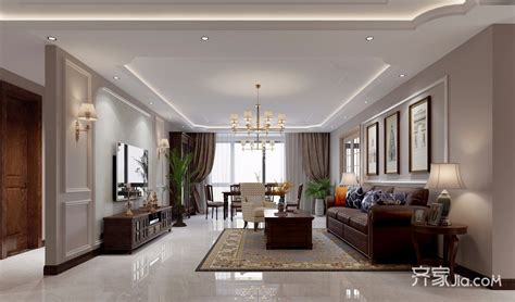 260平米大平层美式风格客厅装修效果图_别墅设计图