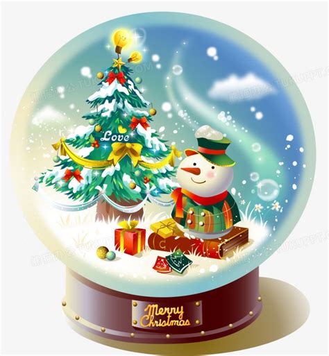 水晶球里的圣诞节PNG图片素材下载_圣诞节PNG_熊猫办公