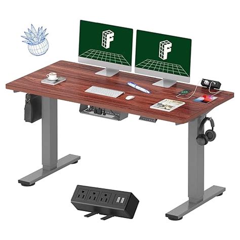 FLEXISPOT EN2 Whole-Piece Standing Desk with Clamp Power Strip, 55 x 28 ...