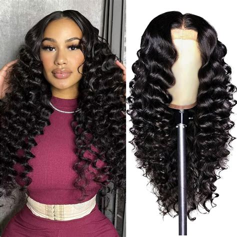 PYY 30 Inch Deep Wave Lace Front Wigs Human Hair 200 Density Deep Wave ...