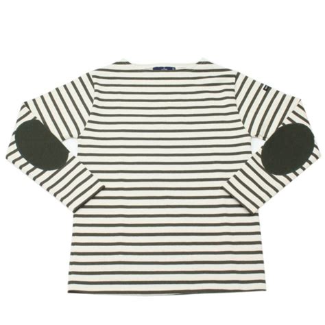 セントジェームス SAINT JAMES ウエッソンボーダーエルボーパッチ(13JC OUES.COUD.R)ECRU/TOURBE ...