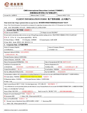 Fillable Online : Effective Date: Name of AE: CLIENT INFORMATION FORM ...