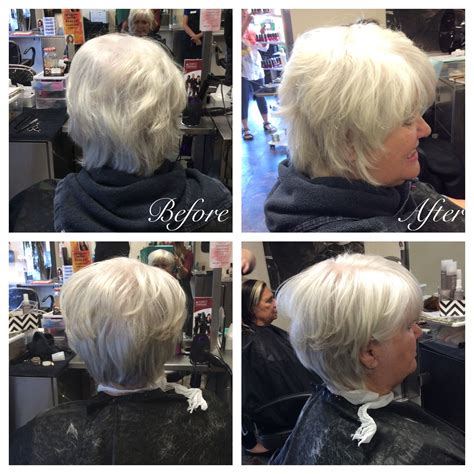 45-90 degree haircut using razor. Round brushed dry with Root Shoot ...