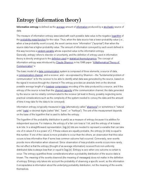 Entropy (Information Theory) | Download Free PDF | Statistics | Statistical Theory