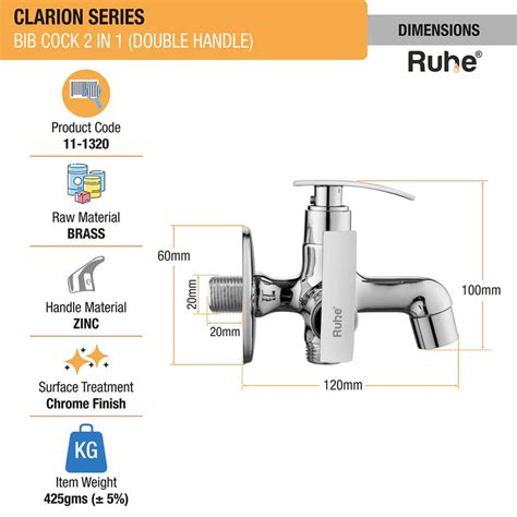 Brass Bib Cock Two Way Double Handle Faucet Online in India – Ruhe