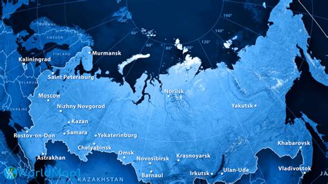Russia Map with Rivers and Lakes