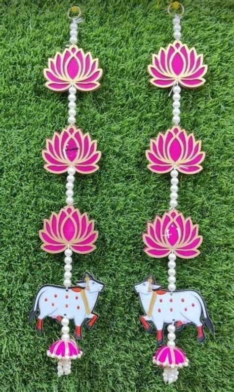 Handmade Lotus with Cow & Jhumka Style Hanging for Ganpati Decor and ...