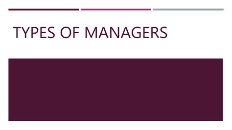 Types of Managers | PPT