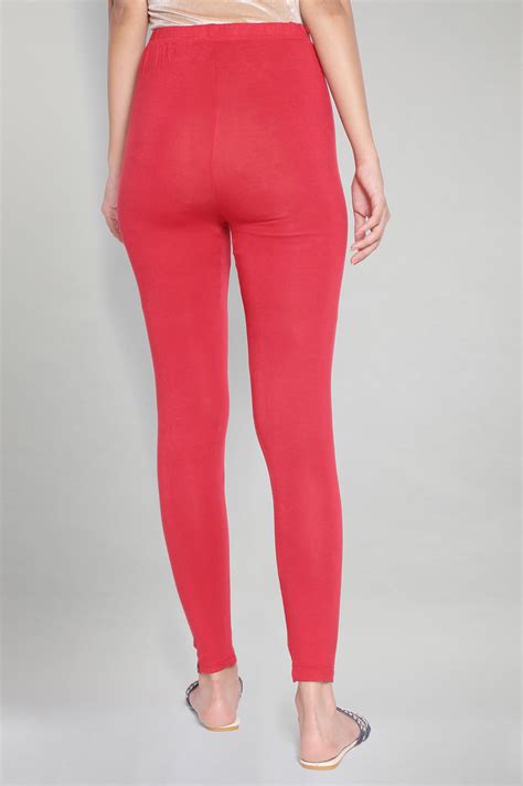 Buy Red Solid Skinny Fit Tights With Elasticated Waistband Online for ...