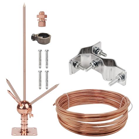 Amazon.com: CYANTEKOMS Copper Brass Lightning Rod Kit with 60 Feet 6 ...