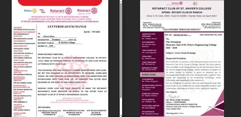 Letterhead Exchange with RAC St. Xavier’s College – RID 3250 – Rotaract ...