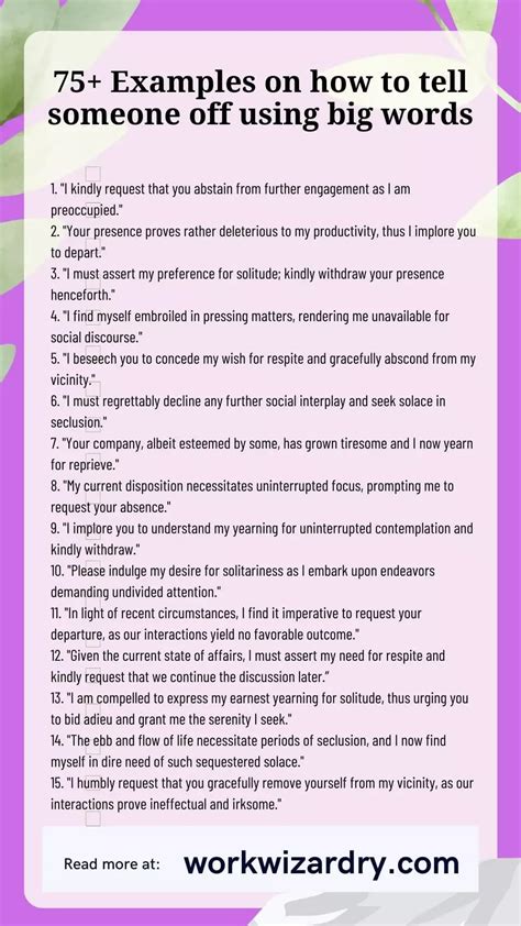 How to tell someone off using big words 80 examples with professional ...