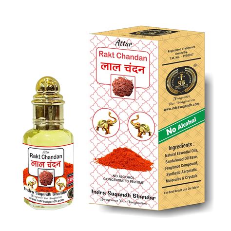 INDRA SUGANDH BHANDAR Lal Chandan Real & Pure Red Sandalwood, 12ml ...