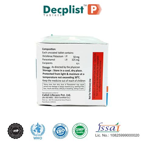 Decplist P Tablet (Diclofenac 50mg + Paracetamol 325mg)