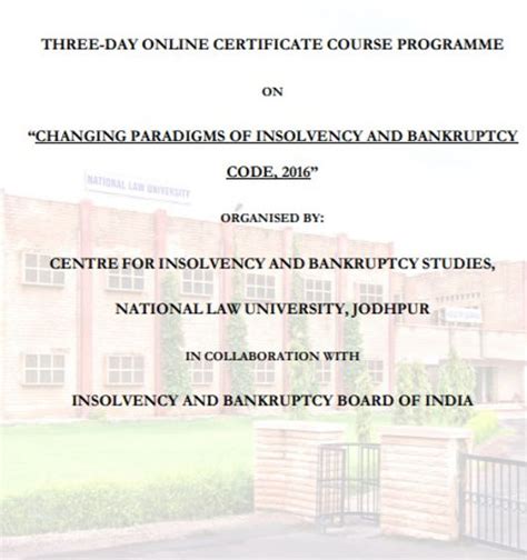 IBBI organises an online Course on "Changing Paradigms of IBC, 2016" in ...
