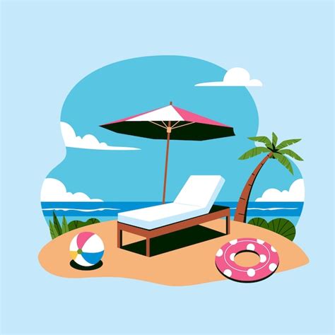 Flat design sunbed illustration | Premium Vector
