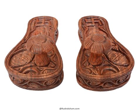 Buy Red Sandalwood Paduka From India Carved Old Style Wood Charan ...