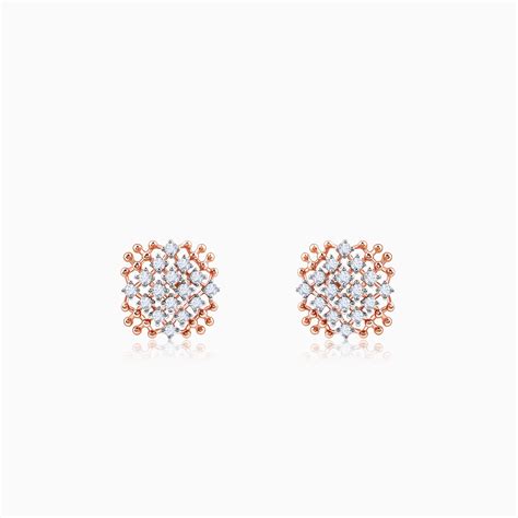 Buy Rose Gold Classic Square Diamond Earrings | GIVA Jewellery – Heer ...