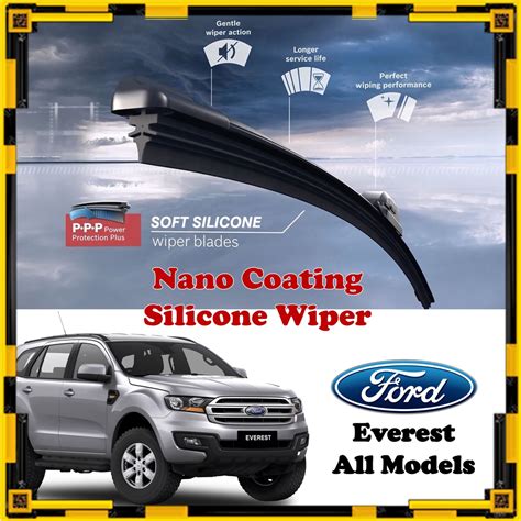 Ford Everest - Nano Coating Soft Silicone Car Wiper Blades - 1 Pair / Pengelap ( All Models ...