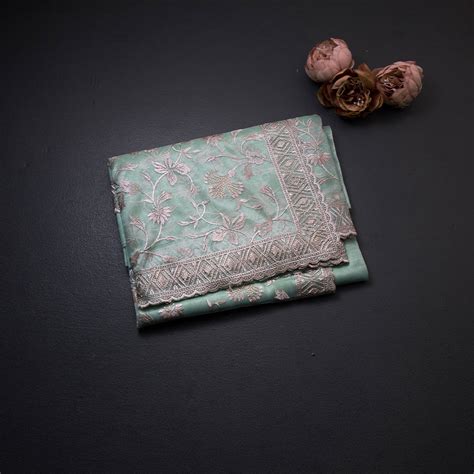Organza-Sea-Green-Embroidered-Saree – Kumaran Silks