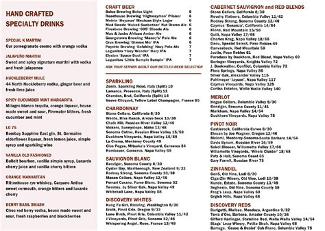 Meridian Drink Menu - Land Ocean