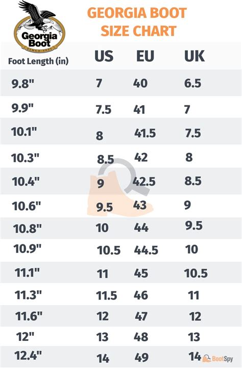 Boot Sizing Chart 的图像结果