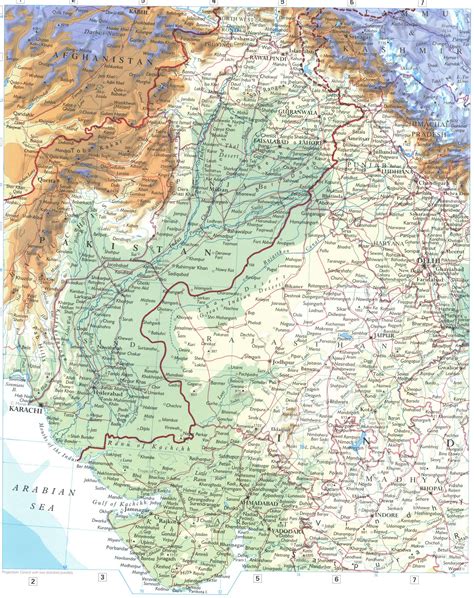 Map of The Indo-Gangetic Plain. Detailed geographical map of the valley ...