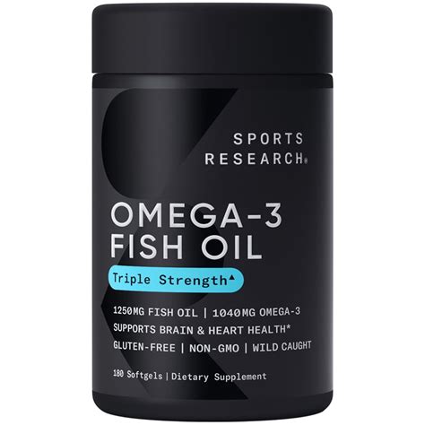 Sports Research Omega-3 Wild Alaskan Fish Oil 1250mg/Capsule, 180ct ...
