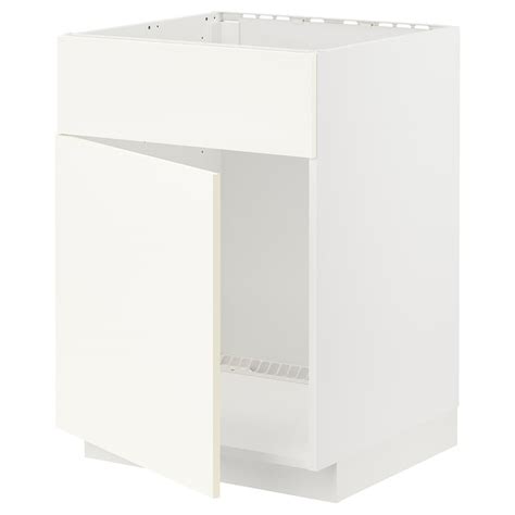 METOD base cabinet f sink w door/front, white/Vallstena white, 60x60x80 ...