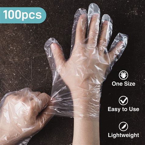100 Pack Disposable Plastic Gloves for Food Prep and Cleaning - Bulk ...