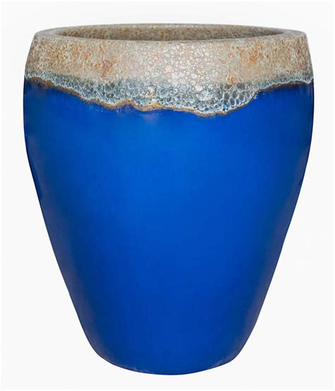 Large Royal Blue Ceramic Planter Set - Volcanic Texture Finish ...
