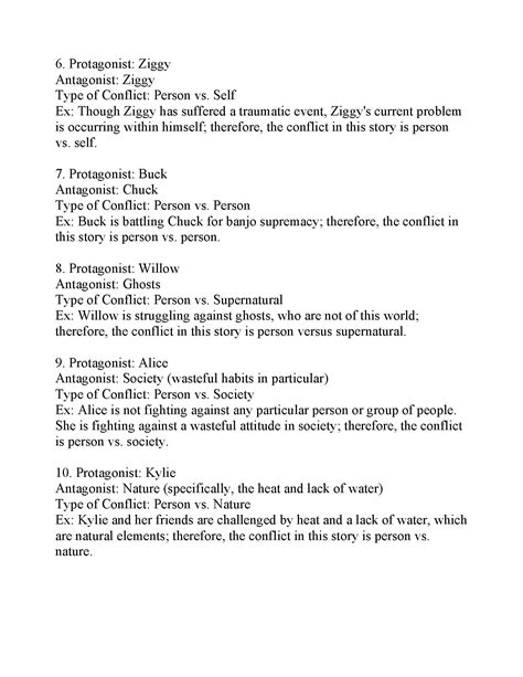 Types Of Conflict Worksheet - Printable Calendars AT A GLANCE