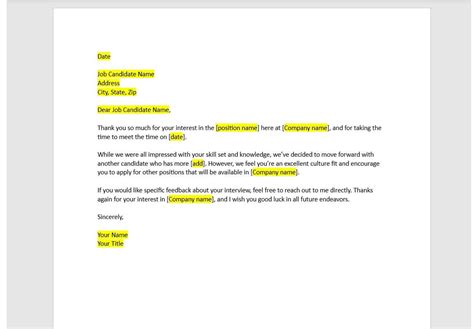 Rejection Letter After Interview, Post Interview Rejection Letter, Job ...