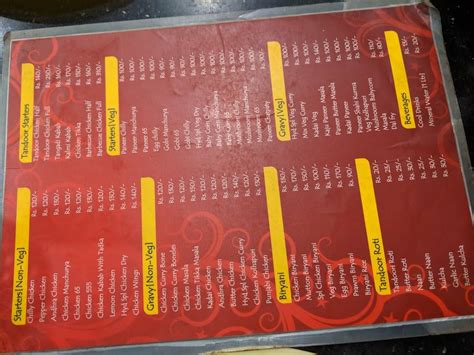 Menu at Hyderbadi Spice, Bengaluru