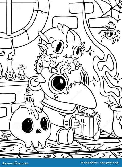 Spooky Coloring Page, Horror Coloring Page, Goth Coloring Page, Kawaii ...
