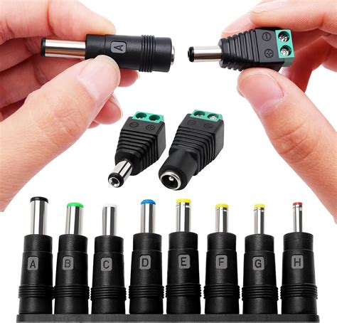 KUOQIY Universal DC Power Adapter Tips Kit, 8-in-1 5.5x2.1 mm DC Barrel ...