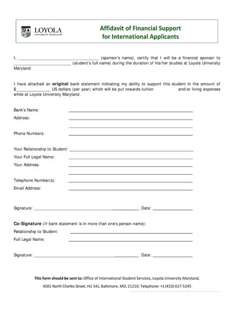Fillable Online Affidavit of Financial Support for International ...