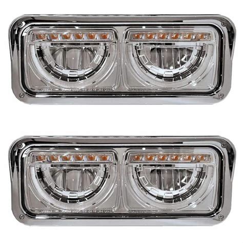 Peterbilt 357 365 378 379 Half Moon Rectangular Chrome Headlight ...