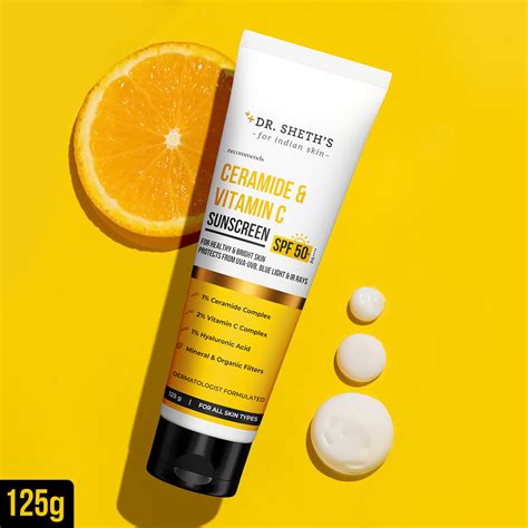 Ceramide & Vitamin C Sunscreen - 125gm – Dr Sheth's